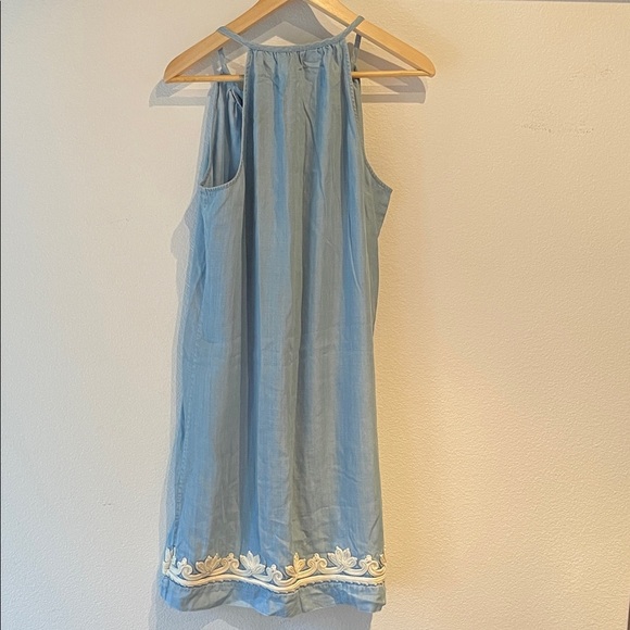 Tommy Bahama Chambray Embroidered Halter Dress with Detailing, Tencel, Size M - Picture 7 of 12
